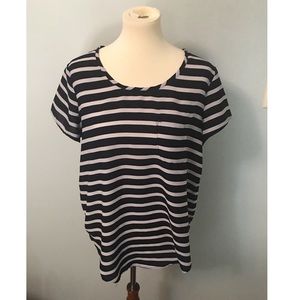 Women’s Navy Blue and White Striped Shirt
